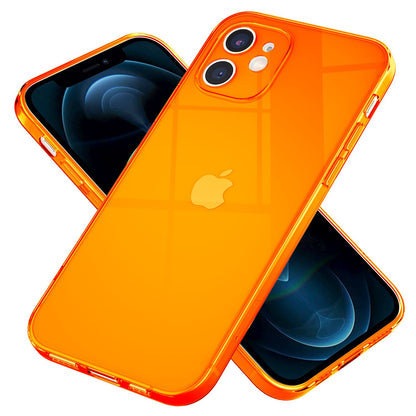 NALIA Neon Silikonhülle für iPhone 12 Mini – Knallige Signal-Farbe & Linsenschutz – VIBE (Transparentes Case) – Marke aus Berlin