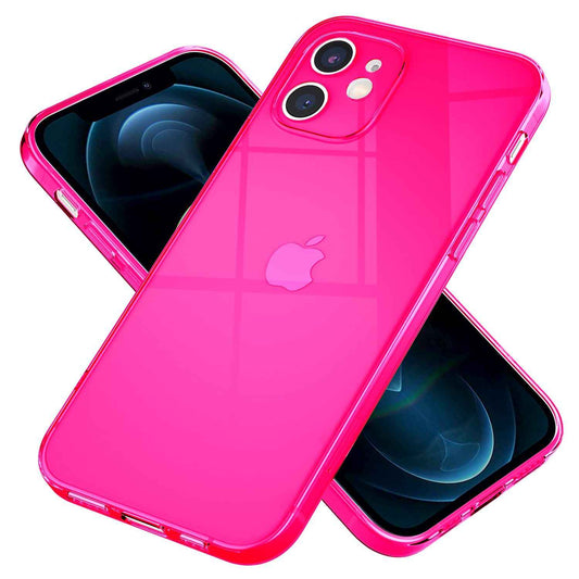 NALIA Neon Silikonhülle für iPhone 12 Mini – Knallige Signal-Farbe & Linsenschutz – VIBE (Transparentes Case) – Marke aus Berlin