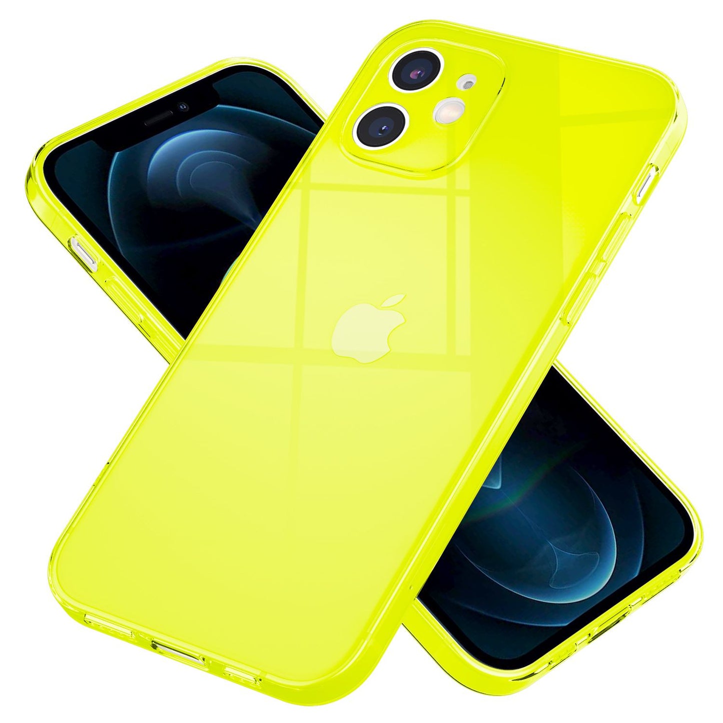 NALIA Neon Silikonhülle für iPhone 12 Mini – Knallige Signal-Farbe & Linsenschutz – VIBE (Transparentes Case) – Marke aus Berlin