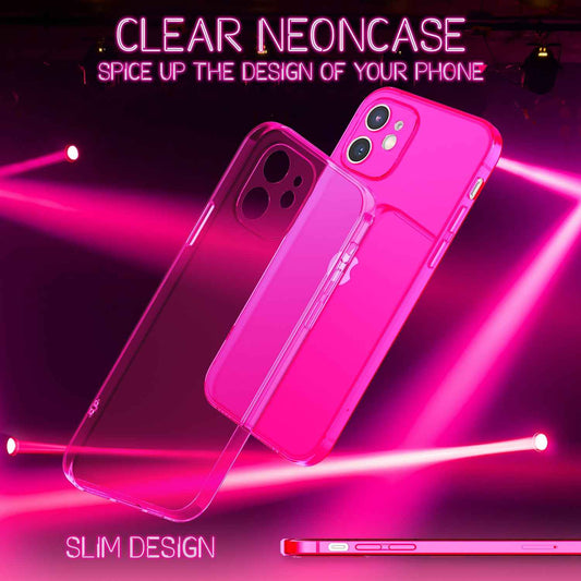 NALIA Neon Silikonhülle für iPhone 12 Mini – Knallige Signal-Farbe & Linsenschutz – VIBE (Transparentes Case) – Marke aus Berlin