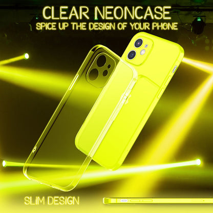 NALIA Neon Silikonhülle für iPhone 12 Mini – Knallige Signal-Farbe & Linsenschutz – VIBE (Transparentes Case) – Marke aus Berlin