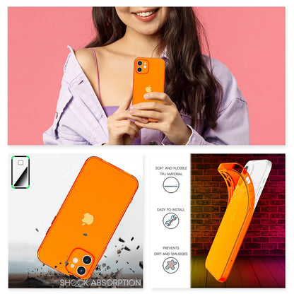 NALIA Neon Silikonhülle für iPhone 12 Mini – Knallige Signal-Farbe & Linsenschutz – VIBE (Transparentes Case) – Marke aus Berlin