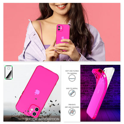 NALIA Neon Silikonhülle für iPhone 12 Mini – Knallige Signal-Farbe & Linsenschutz – VIBE (Transparentes Case) – Marke aus Berlin