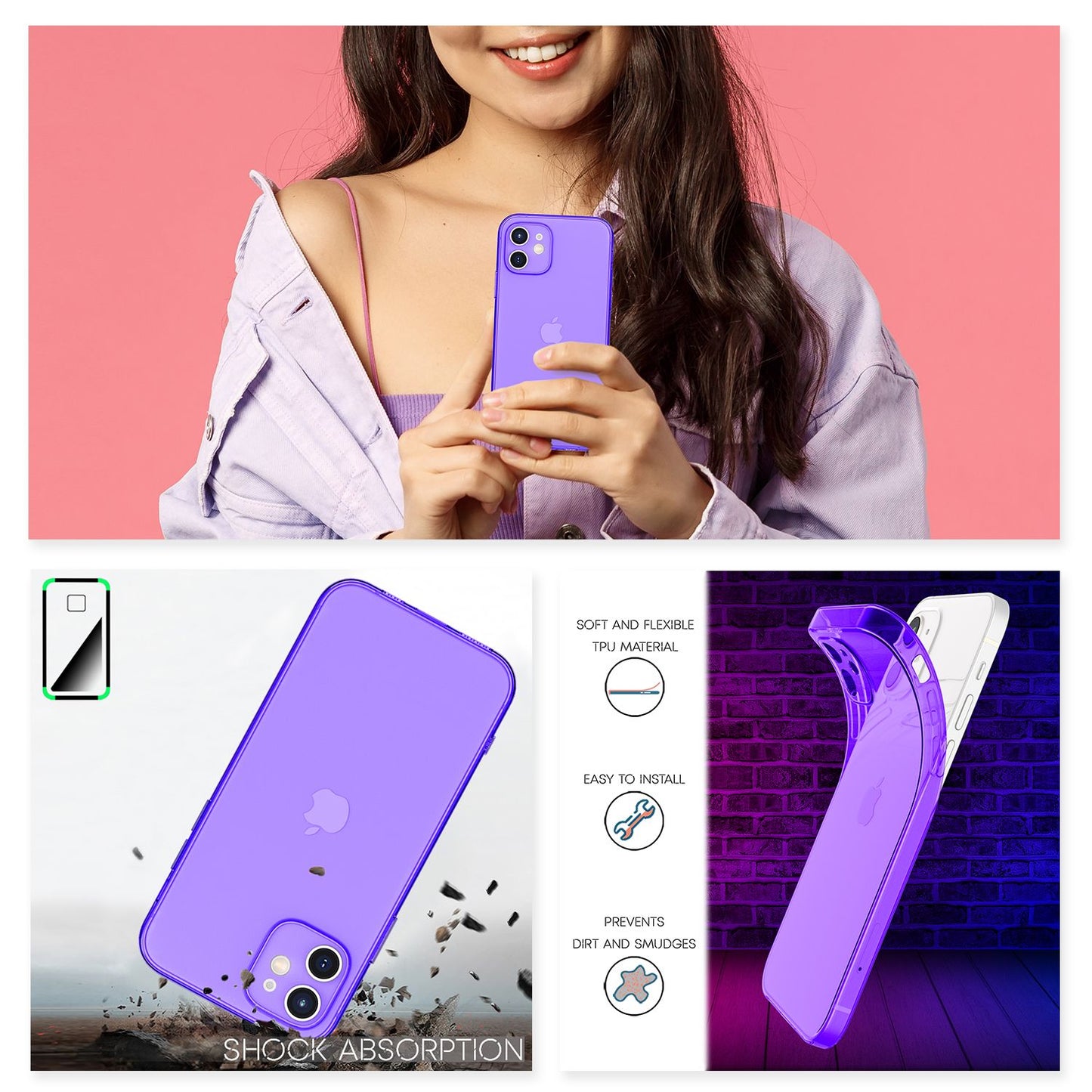 NALIA Neon Silikonhülle für iPhone 12 Mini – Knallige Signal-Farbe & Linsenschutz – VIBE (Transparentes Case) – Marke aus Berlin