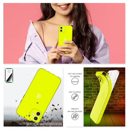 NALIA Neon Silikonhülle für iPhone 12 Mini – Knallige Signal-Farbe & Linsenschutz – VIBE (Transparentes Case) – Marke aus Berlin