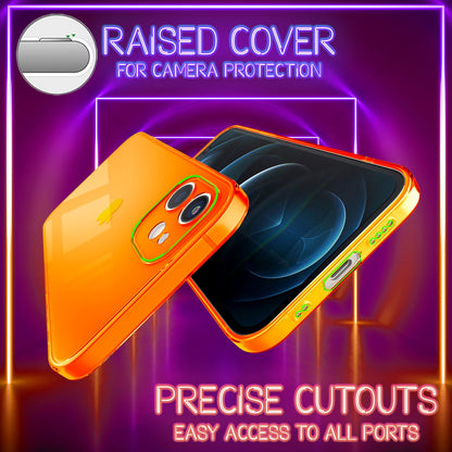 NALIA Neon Silikonhülle für iPhone 12 Mini – Knallige Signal-Farbe & Linsenschutz – VIBE (Transparentes Case) – Marke aus Berlin
