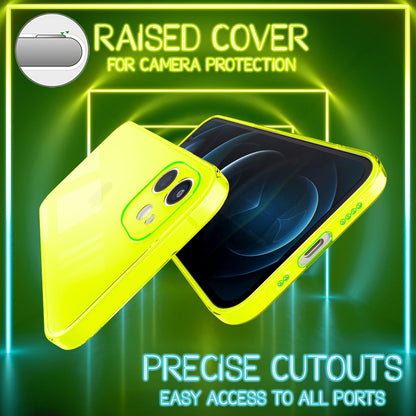 NALIA Neon Silikonhülle für iPhone 12 Mini – Knallige Signal-Farbe & Linsenschutz – VIBE (Transparentes Case) – Marke aus Berlin