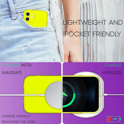 NALIA Neon Silikonhülle für iPhone 12 Mini – Knallige Signal-Farbe & Linsenschutz – VIBE (Transparentes Case) – Marke aus Berlin