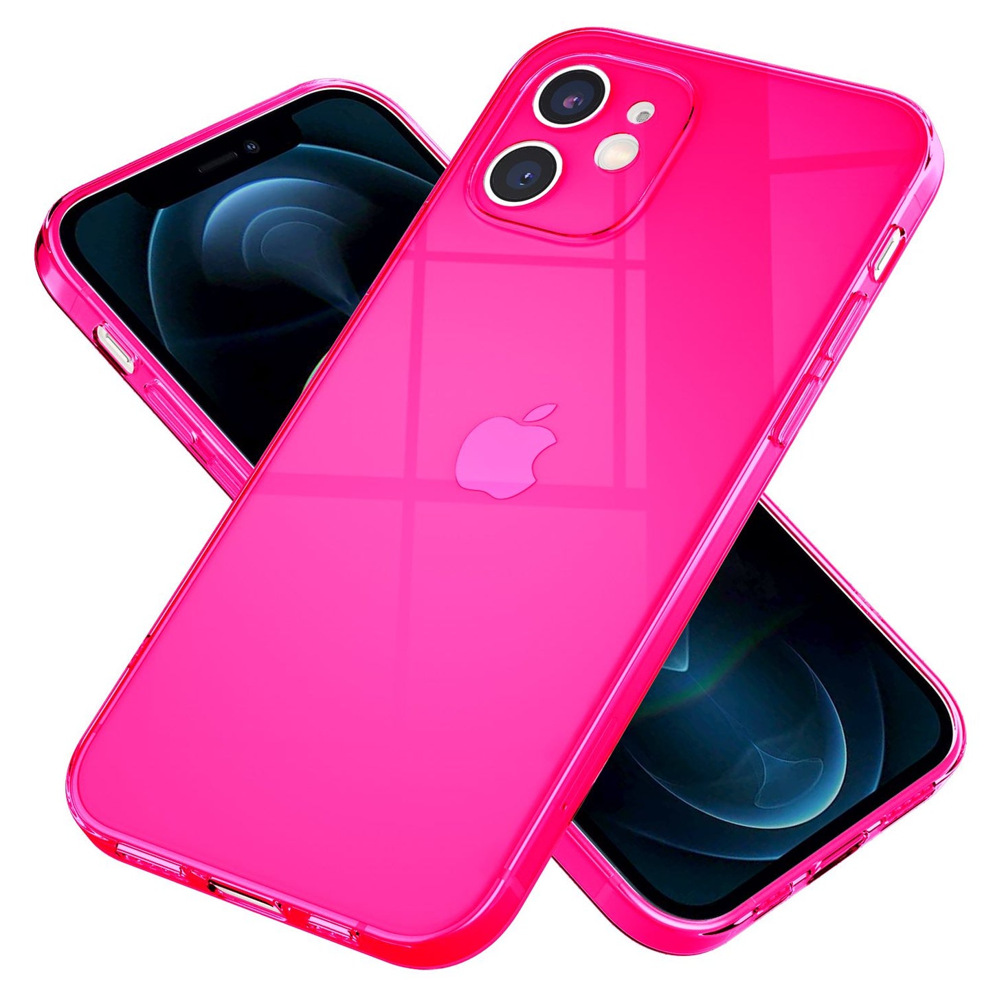 NALIA Neon Silikonhülle für iPhone 12 – Knallige Signal-Farbe & Linsenschutz – VIBE (Transparentes Case) – Marke aus Berlin