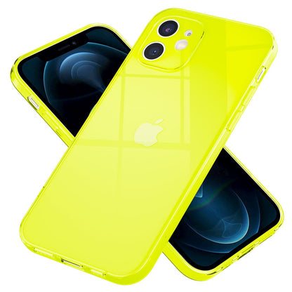 NALIA Neon Silikonhülle für iPhone 12 – Knallige Signal-Farbe & Linsenschutz – VIBE (Transparentes Case) – Marke aus Berlin