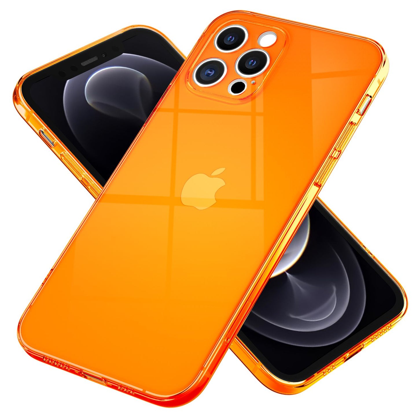 NALIA Neon Silikonhülle für iPhone 12 Pro – Knallige Signal-Farbe & Linsenschutz – VIBE (Transparentes Case) – Marke aus Berlin