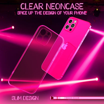 NALIA Neon Silikonhülle für iPhone 12 Pro – Knallige Signal-Farbe & Linsenschutz – VIBE (Transparentes Case) – Marke aus Berlin