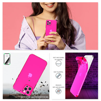 NALIA Neon Silikonhülle für iPhone 12 Pro – Knallige Signal-Farbe & Linsenschutz – VIBE (Transparentes Case) – Marke aus Berlin
