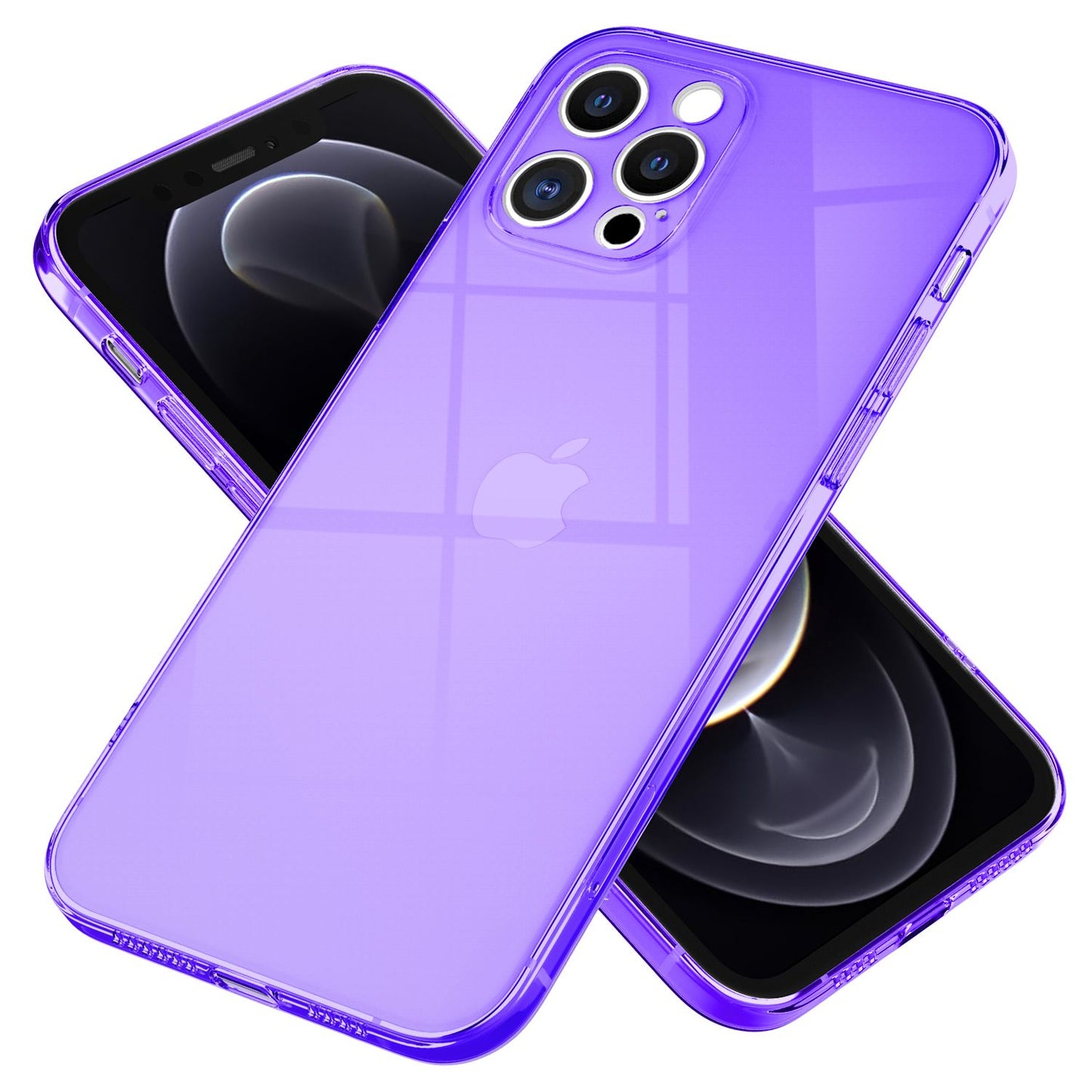 NALIA Neon Silikonhülle für iPhone 12 Pro Max – Knallige Signal-Farbe & Linsenschutz – VIBE (Transparentes Case) – Marke aus Berlin