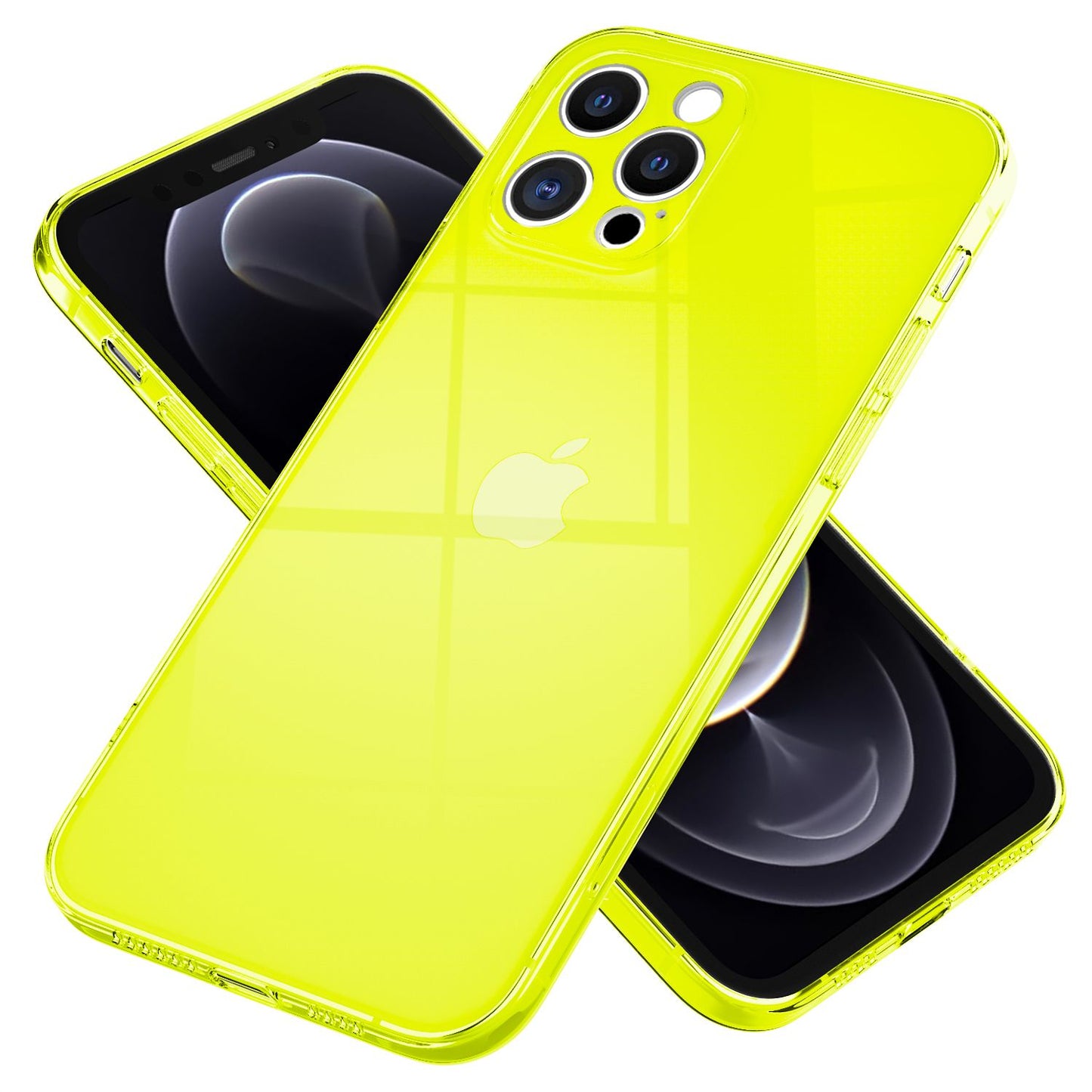 NALIA Neon Silikonhülle für iPhone 12 Pro Max – Knallige Signal-Farbe & Linsenschutz – VIBE (Transparentes Case) – Marke aus Berlin