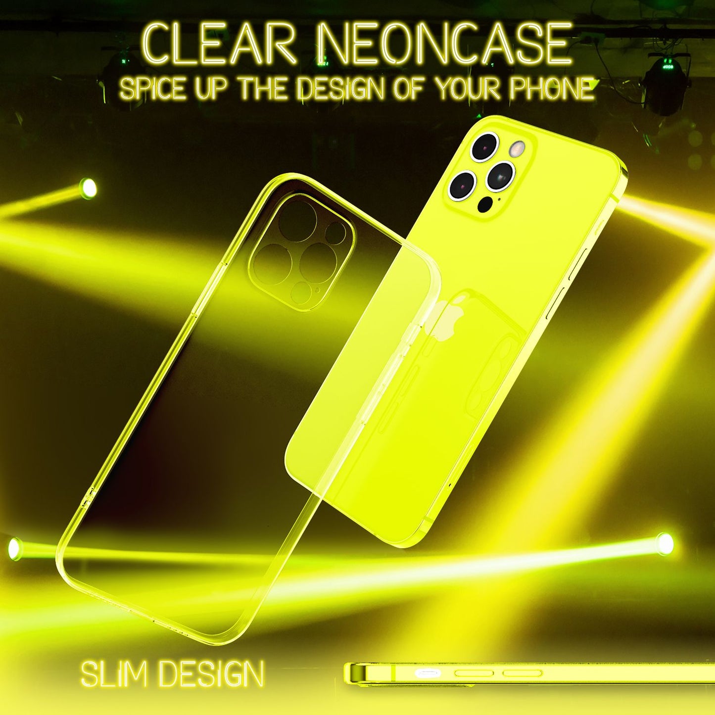 NALIA Neon Silikonhülle für iPhone 12 Pro Max – Knallige Signal-Farbe & Linsenschutz – VIBE (Transparentes Case) – Marke aus Berlin