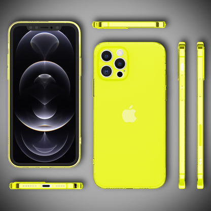 NALIA Neon Silikonhülle für iPhone 12 Pro Max – Knallige Signal-Farbe & Linsenschutz – VIBE (Transparentes Case) – Marke aus Berlin