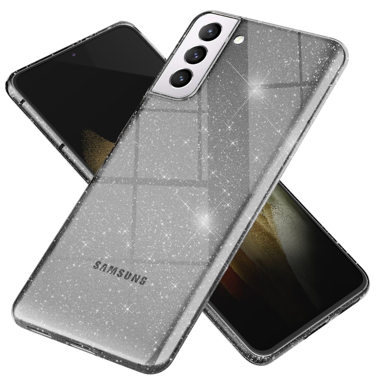 NALIA Glitzerhülle für Samsung Galaxy S21 – Funkelndes Silikon Case – DAZZLIN (Transparent & Stoßfest) – Marke aus Berlin
