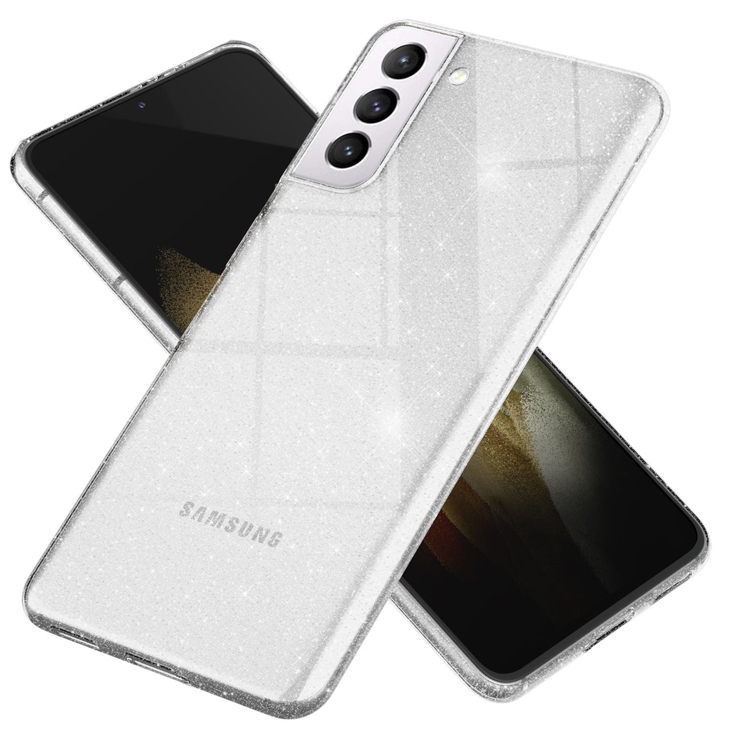 NALIA Glitzerhülle für Samsung Galaxy S21 – Funkelndes Silikon Case – DAZZLIN (Transparent & Stoßfest) – Marke aus Berlin
