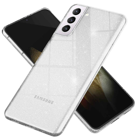 NALIA Glitzerhülle für Samsung Galaxy S21 – Funkelndes Silikon Case – DAZZLIN (Transparent & Stoßfest) – Marke aus Berlin