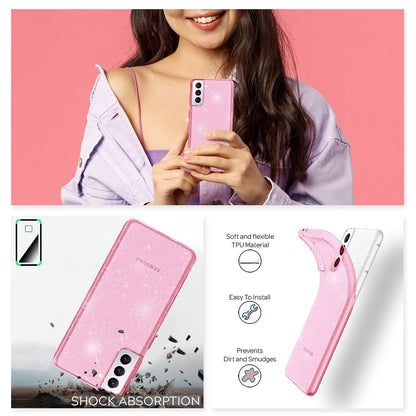 NALIA Glitzerhülle für Samsung Galaxy S21 – Funkelndes Silikon Case – DAZZLIN (Transparent & Stoßfest) – Marke aus Berlin