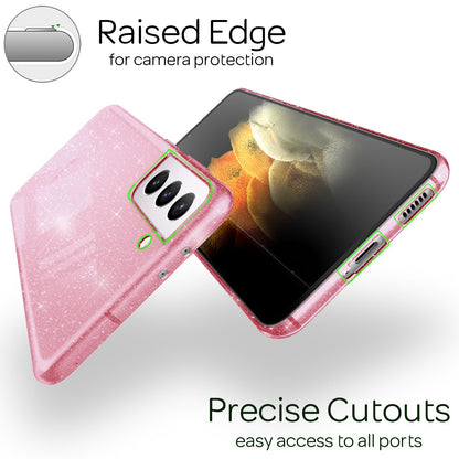 NALIA Glitzerhülle für Samsung Galaxy S21 – Funkelndes Silikon Case – DAZZLIN (Transparent & Stoßfest) – Marke aus Berlin