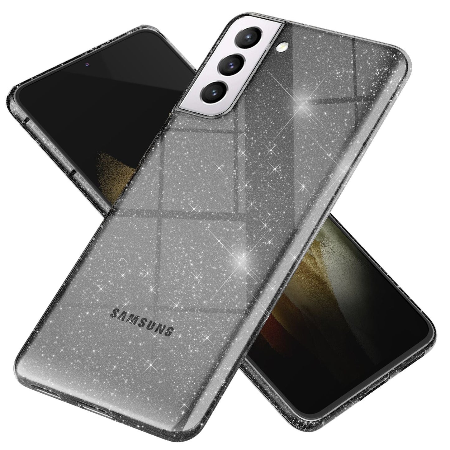 NALIA Glitzerhülle für Samsung Galaxy S21 Plus – Funkelndes Silikon Case – DAZZLIN (Transparent & Stoßfest) – Marke aus Berlin