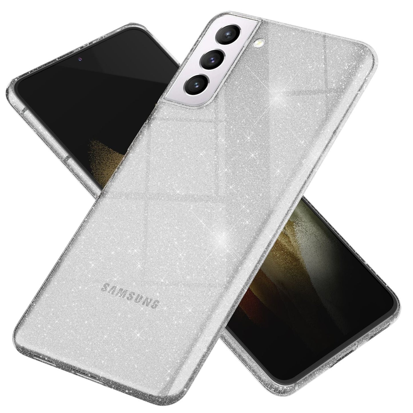 NALIA Glitzerhülle für Samsung Galaxy S21 Plus – Funkelndes Silikon Case – DAZZLIN (Transparent & Stoßfest) – Marke aus Berlin