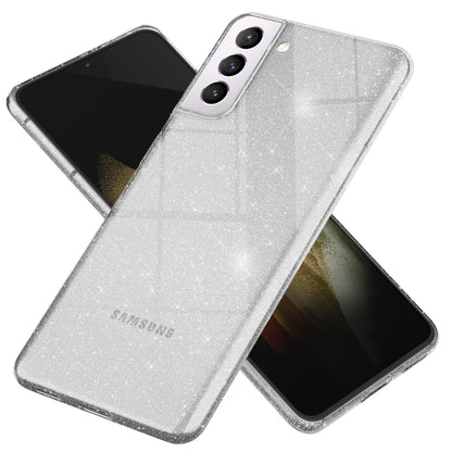 NALIA Glitzerhülle für Samsung Galaxy S21 Plus – Funkelndes Silikon Case – DAZZLIN (Transparent & Stoßfest) – Marke aus Berlin