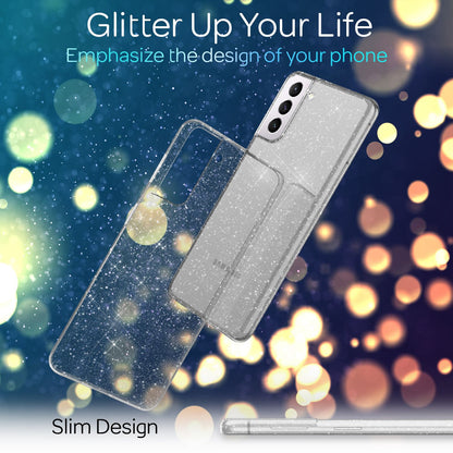 NALIA Glitzerhülle für Samsung Galaxy S21 Plus – Funkelndes Silikon Case – DAZZLIN (Transparent & Stoßfest) – Marke aus Berlin