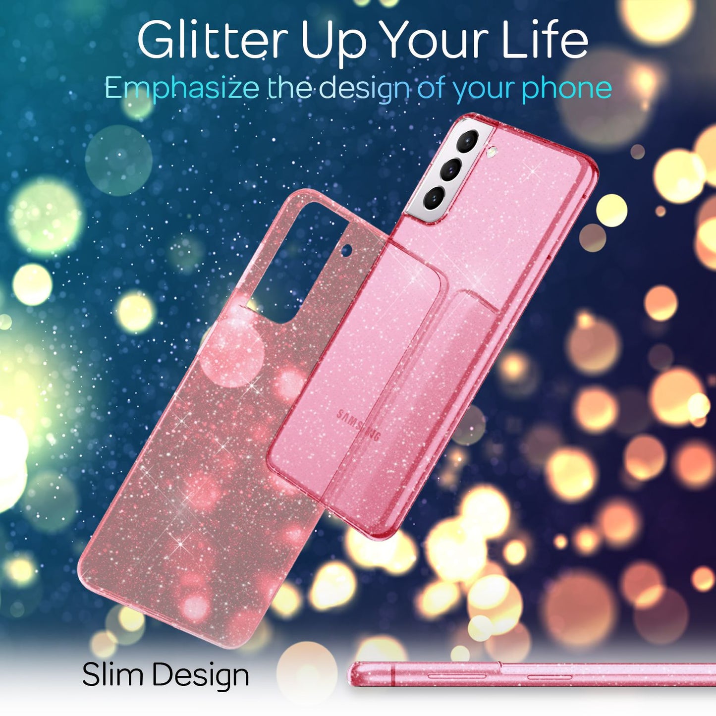 NALIA Glitzerhülle für Samsung Galaxy S21 Plus – Funkelndes Silikon Case – DAZZLIN (Transparent & Stoßfest) – Marke aus Berlin