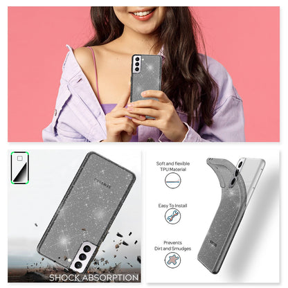 NALIA Glitzerhülle für Samsung Galaxy S21 Plus – Funkelndes Silikon Case – DAZZLIN (Transparent & Stoßfest) – Marke aus Berlin