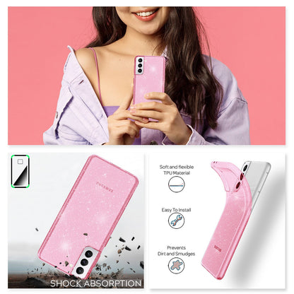 NALIA Glitzerhülle für Samsung Galaxy S21 Plus – Funkelndes Silikon Case – DAZZLIN (Transparent & Stoßfest) – Marke aus Berlin