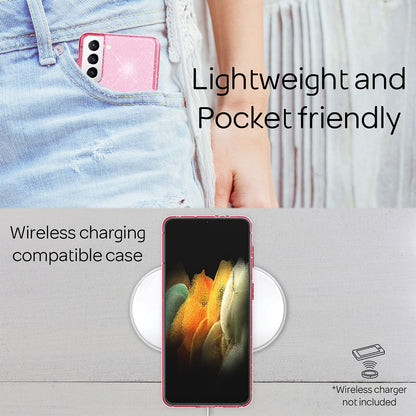 NALIA Glitzerhülle für Samsung Galaxy S21 Plus – Funkelndes Silikon Case – DAZZLIN (Transparent & Stoßfest) – Marke aus Berlin
