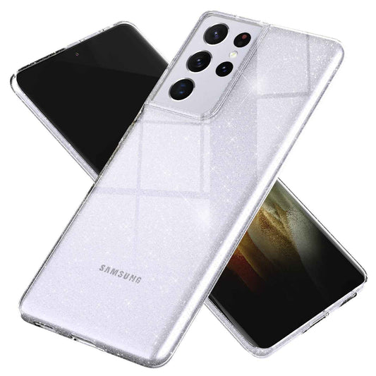 NALIA Glitzerhülle für Samsung Galaxy S21 Ultra – Funkelndes Silikon Case – DAZZLIN (Transparent & Stoßfest) – Marke aus Berlin