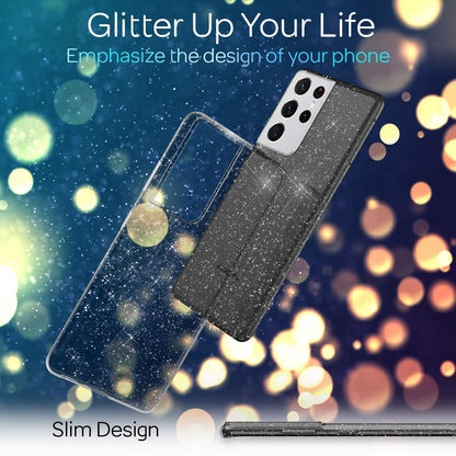 NALIA Glitzerhülle für Samsung Galaxy S21 Ultra – Funkelndes Silikon Case – DAZZLIN (Transparent & Stoßfest) – Marke aus Berlin