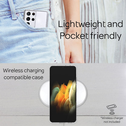 NALIA Glitzerhülle für Samsung Galaxy S21 Ultra – Funkelndes Silikon Case – DAZZLIN (Transparent & Stoßfest) – Marke aus Berlin