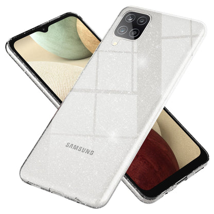 NALIA Glitzerhülle für Samsung Galaxy A12 – Funkelndes Silikon Case – DAZZLIN (Transparent & Stoßfest) – Marke aus Berlin