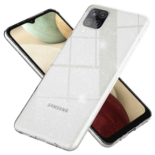 NALIA Glitzerhülle für Samsung Galaxy A12 – Funkelndes Silikon Case – DAZZLIN (Transparent & Stoßfest) – Marke aus Berlin