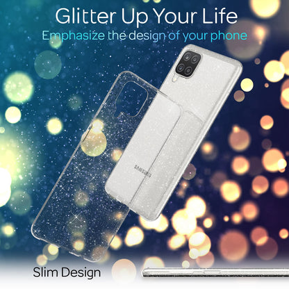 NALIA Glitzerhülle für Samsung Galaxy A12 – Funkelndes Silikon Case – DAZZLIN (Transparent & Stoßfest) – Marke aus Berlin