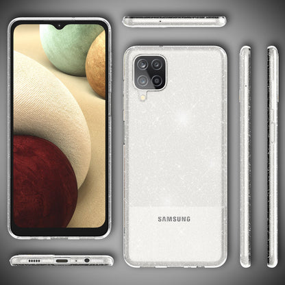 NALIA Glitzerhülle für Samsung Galaxy A12 – Funkelndes Silikon Case – DAZZLIN (Transparent & Stoßfest) – Marke aus Berlin