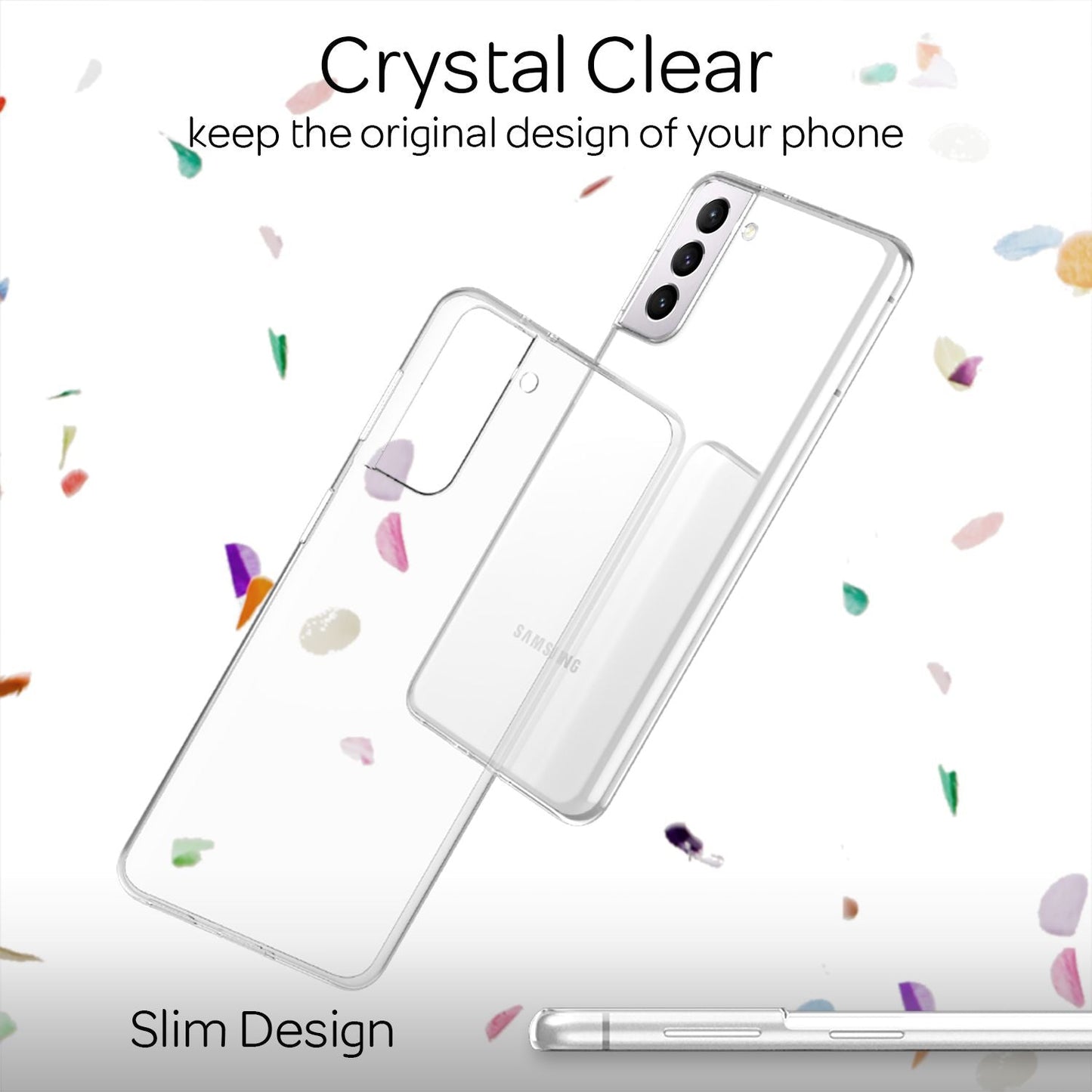 NALIA Transparente Silikonhülle für Samsung Galaxy S21 – Anti-Gelb & Rutschfest – GLAZE (Handyhülle Kristallklar, Schlank & Stoßfest) – Marke aus Berlin