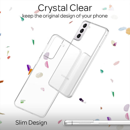 NALIA Transparente Silikonhülle für Samsung Galaxy S21 – Anti-Gelb & Rutschfest – GLAZE (Handyhülle Kristallklar, Schlank & Stoßfest) – Marke aus Berlin