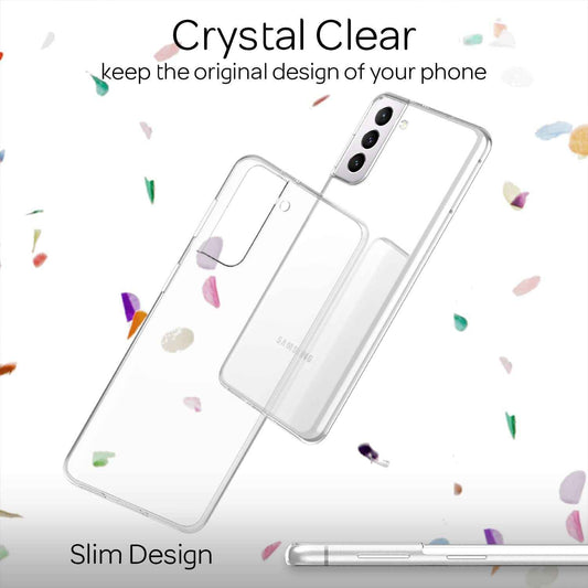 NALIA Transparente Silikonhülle für Samsung Galaxy S21 – Anti-Gelb & Rutschfest – GLAZE (Handyhülle Kristallklar, Schlank & Stoßfest) – Marke aus Berlin