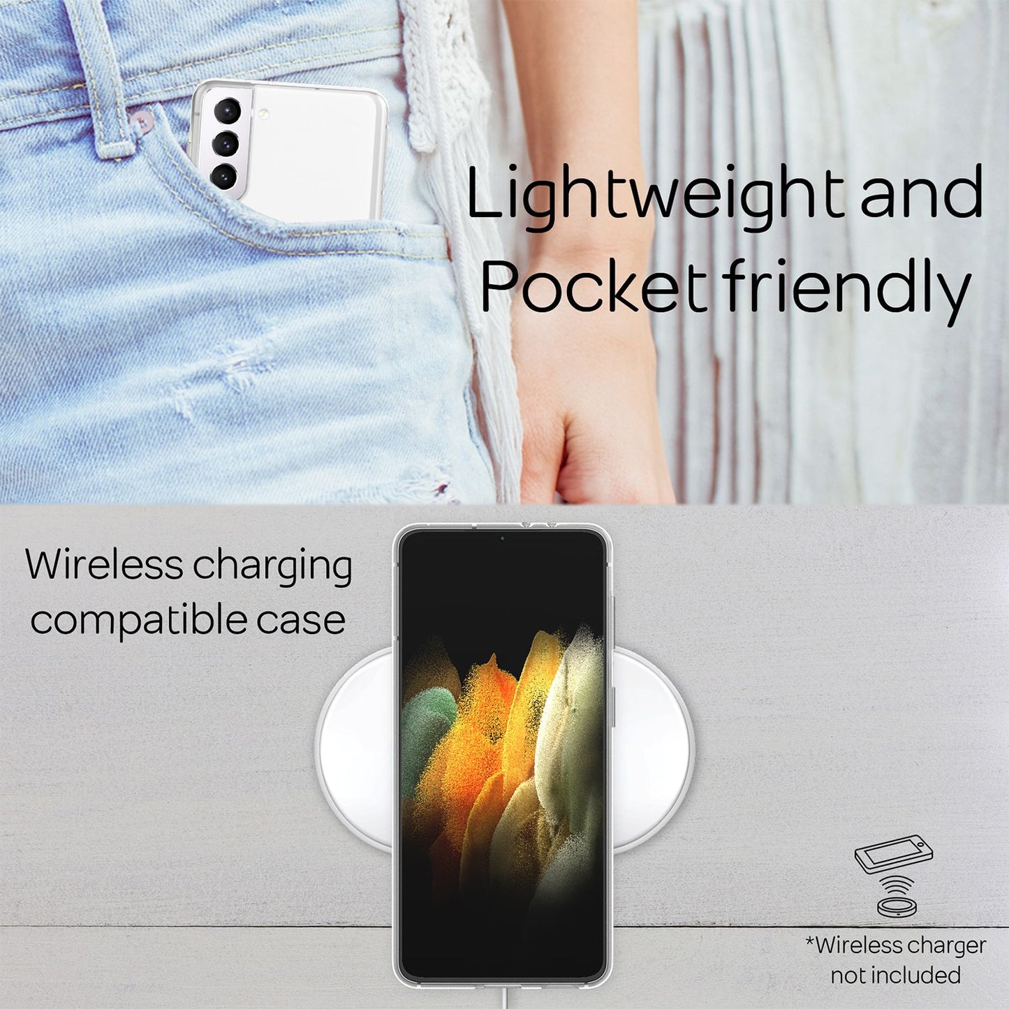 NALIA Transparente Silikonhülle für Samsung Galaxy S21 – Anti-Gelb & Rutschfest – GLAZE (Handyhülle Kristallklar, Schlank & Stoßfest) – Marke aus Berlin