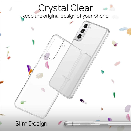 NALIA Transparente Silikonhülle für Samsung Galaxy S21 Plus – Anti-Gelb & Rutschfest – GLAZE (Handyhülle Kristallklar, Schlank & Stoßfest) – Marke aus Berlin