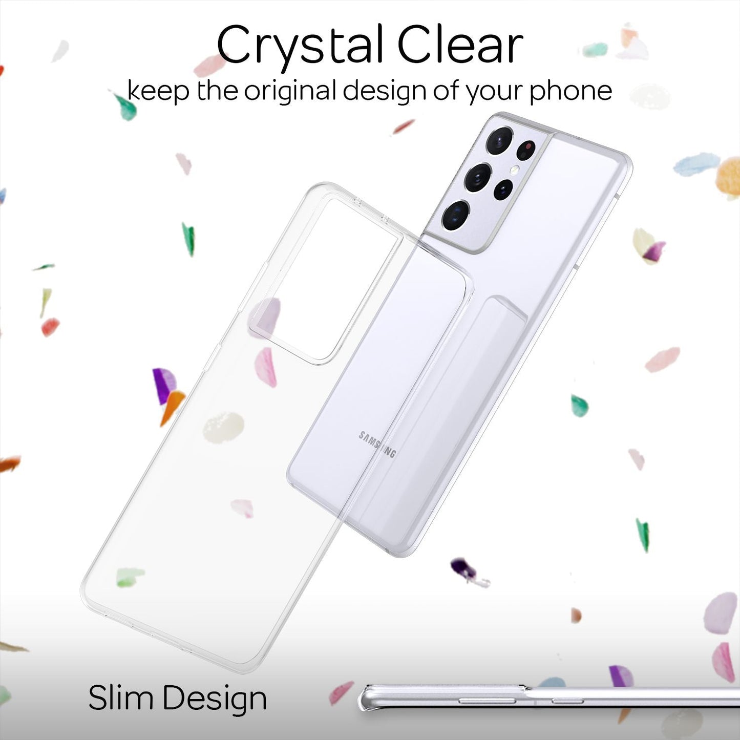 NALIA Transparente Silikonhülle für Samsung Galaxy S21 Ultra – Anti-Gelb & Rutschfest – GLAZE (Handyhülle Kristallklar, Schlank & Stoßfest) – Marke aus Berlin