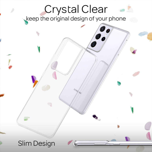NALIA Transparente Silikonhülle für Samsung Galaxy S21 Ultra – Anti-Gelb & Rutschfest – GLAZE (Handyhülle Kristallklar, Schlank & Stoßfest) – Marke aus Berlin