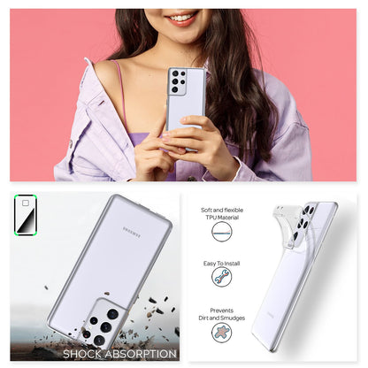 NALIA Transparente Silikonhülle für Samsung Galaxy S21 Ultra – Anti-Gelb & Rutschfest – GLAZE (Handyhülle Kristallklar, Schlank & Stoßfest) – Marke aus Berlin