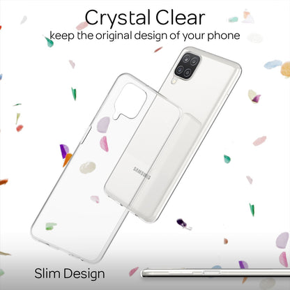 NALIA Transparente Silikonhülle für Samsung Galaxy A12 – Anti-Gelb & Rutschfest – GLAZE (Handyhülle Kristallklar, Schlank & Stoßfest) – Marke aus Berlin